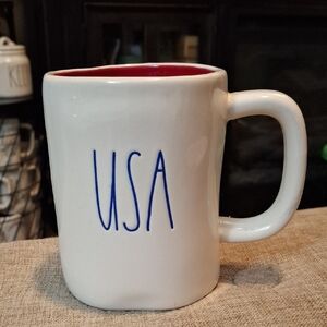 Rae Dunn USA Mug Blue Text
